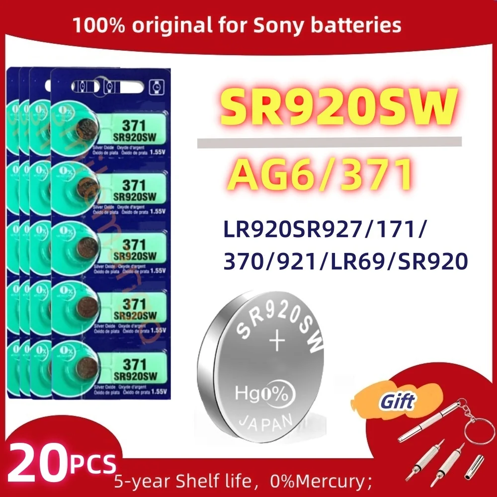 

20PCS Original For SONY AG6 371 SR920SW LR920 SR927 171 370 L921 LR69 SR920 Button Batteries For Watch Toys Remote Cell Coin