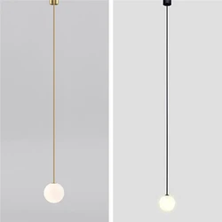 Modern Straight Rod Pendant Lights for Living Room Milk White Glass Ball Kitchen Hanging Lamps Nordic Designer Restaurant Light
