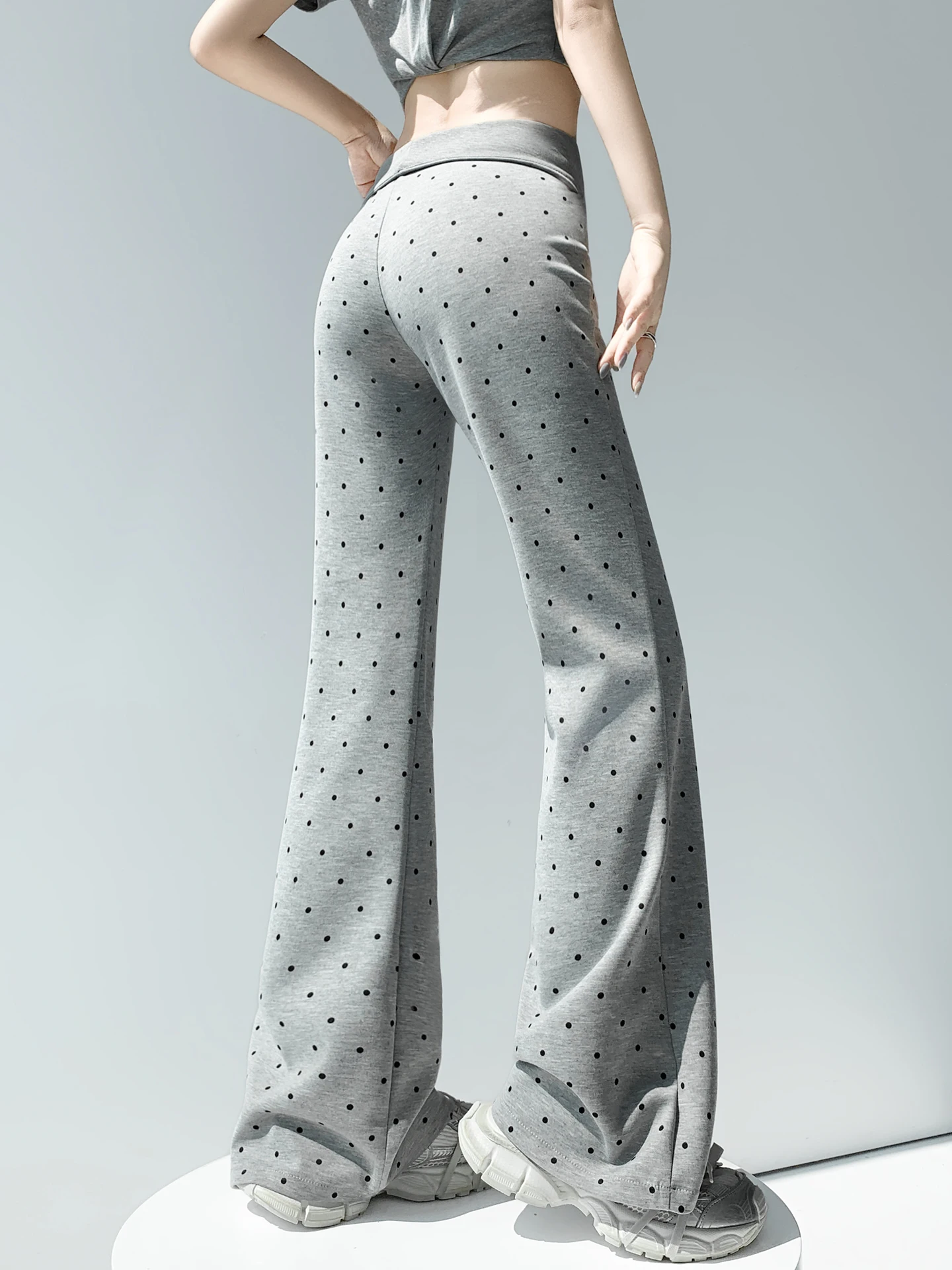 

American Lazy Low Waist Flared Pants Women Summer Thin Super Beautiful Polka Dot Sports Sweatpants Yoga Pants Outdoor Wear