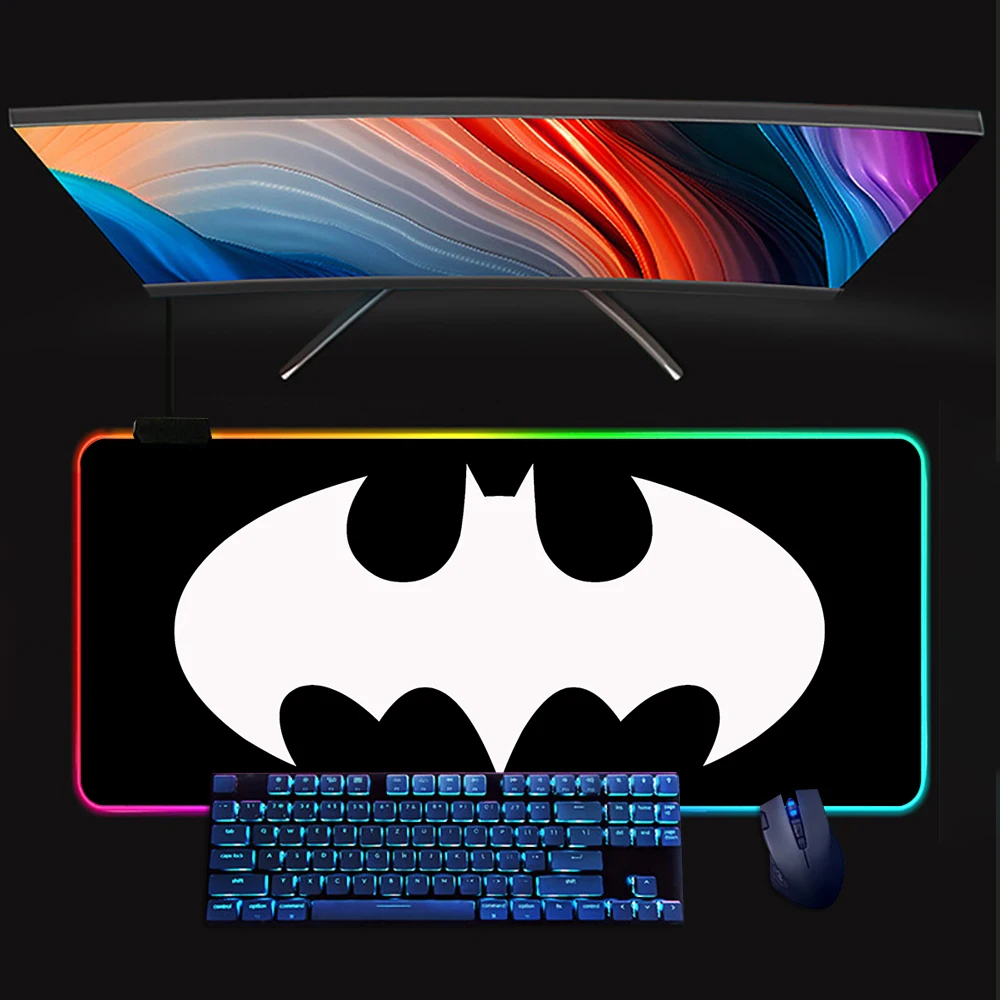 Batmans Movie RGB Pc Gamer Keyboard Mouse Pad Mousepad LED Glowing Mouse Mats Rubber Gaming Computer Mausepad