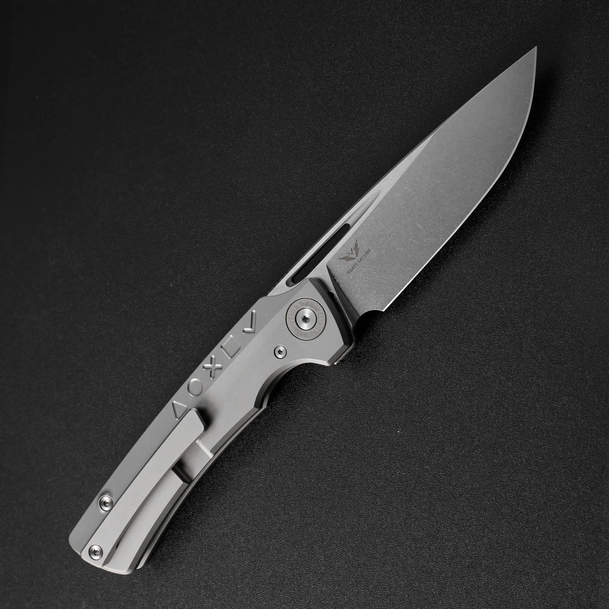 DOIS SUN-TS471 Canivete Dobrável, Canivete, Dobrável, 14C28N Lâmina, G10 Titanium Handle, Caça, Utilitário ao ar livre, Canivete diário