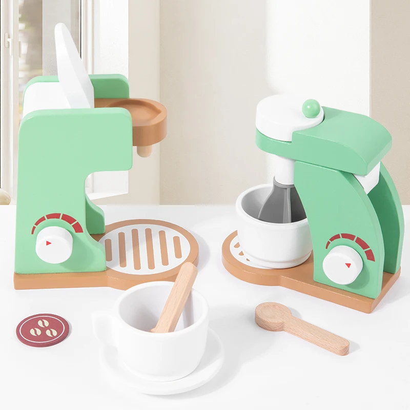Speelkeuken Speelgoedset Houten Toaster/Koffiezetapparaat/Mixer/Sapcentrifuge Educatief Leerzaam Spel Cadeau voor Jongens en Meisjes