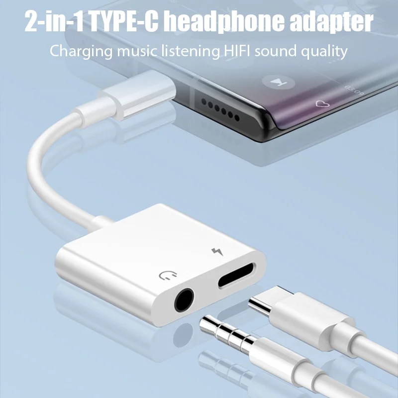 Type-C Adapter USB-C to 3.5mm Jack Audio Converter Dual Type C  Charging Adapter Connector Splitter For Huawei Xiaomi Samsung