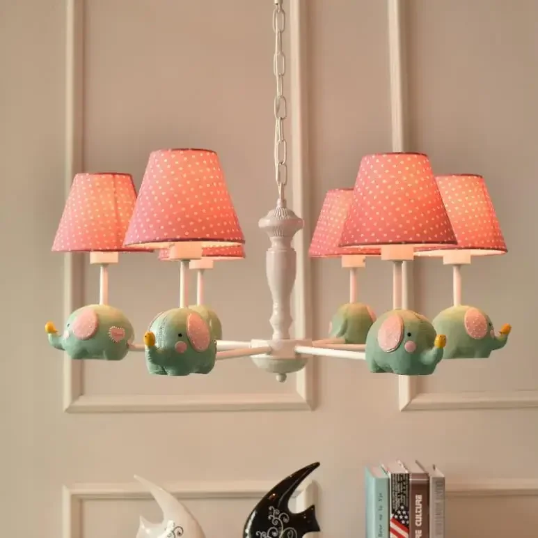 

Nordic children's room bedroom chandelier boy girl cartoon led ceiling chandelier card love little elephant garden light
