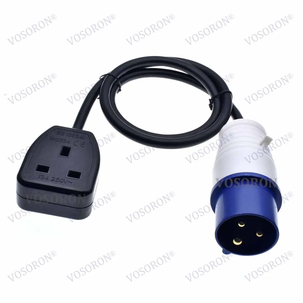 IEC309 332P6 to UK BS1363 Outlet socket,connect the BS1363 Plug to the 332C6 receptacle power cord,1.5mm wire guage,IP44