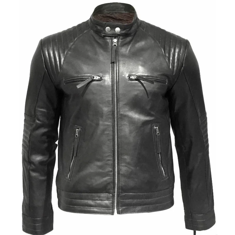 

Stylish Men's 100% Real Genuine Leather Black Leather Biker Jeans Jacket Fashion Trends