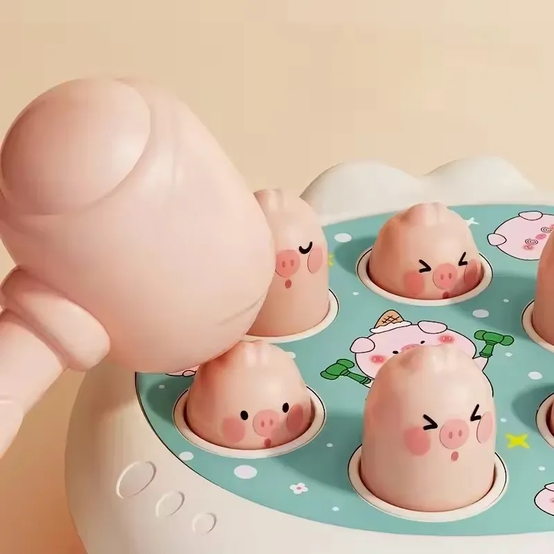 لعبة أطفال على شكل بطة/ضفدع/خنزير لعبة تعلم مونتيسوري ألغاز تعليمية هدية لمدة 12 24 شهرًا طفل صبي/فتاة بمطرقة
