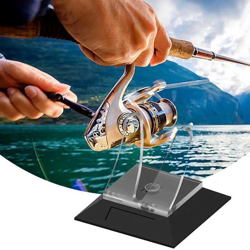 Fishing Reel Holder Transparent Non-Slip Storage Rack Portable Desktop Rack With Trapezoidal Base Wear-Resistant Holder For