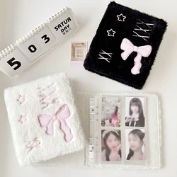 ins Style Bow Korea Plush A6 Binder Photo Album Photocard Holder Kpop Idol for Photographs Collect Book Photo Card Cover Cute