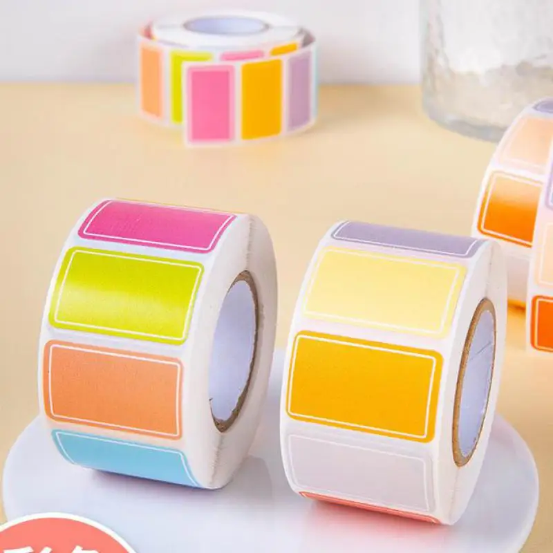 500pcs/roll Color Coding Labels Sticker Adhesive Rectangle Sticker Solid Colors Label Tag for Inventory Classroom Office Marking