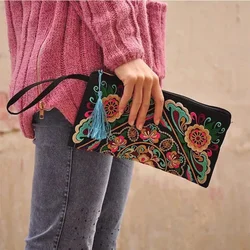 Luxury Design Flowers Clutches Pouch Fashion Women Wallet Wrist Handbag Lady Vintage Envelope Phone Purse Card Holders Pocket