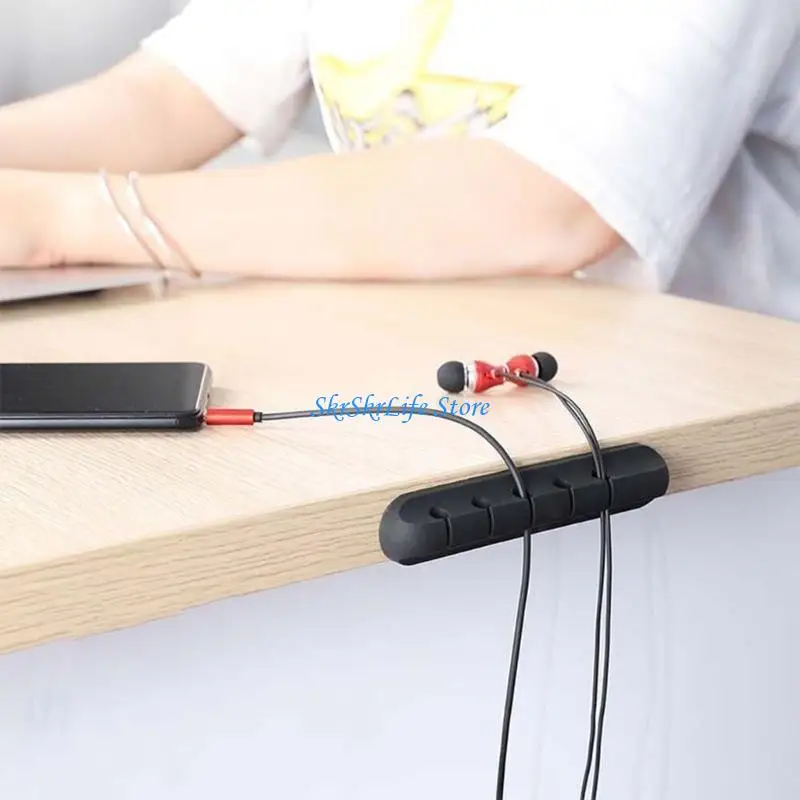 E65E Flexible Wire Management Clamps Secure Device Earphones Cables To Partitions Desks Automobiles Easy Skin Clean Removal