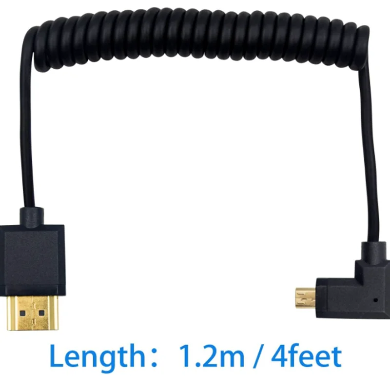 Ultra-Fine Extension Spring HD Cable for Digital Camera Laptop 4K*2K@60HZ HDMI-compatible TO Micro HDMI-compatible Spiral Cable