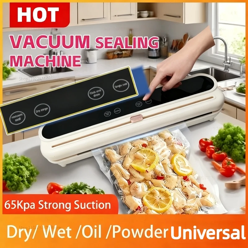 

Electric Vacuum Sealer Built-in Cutter Kitchen Food Storage Seal Touch Button Dry/Wet Food Sealing Packaging Vacuum Machine