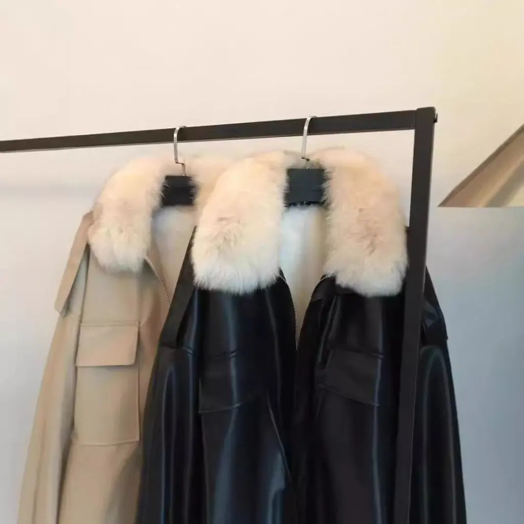 Damen-Jacke mit Fleece-Futter, verdickt, kurz, abnehmbarer Kunstfuchspelzkragen, Herbst-Winter-Oberbekleidung für Damen