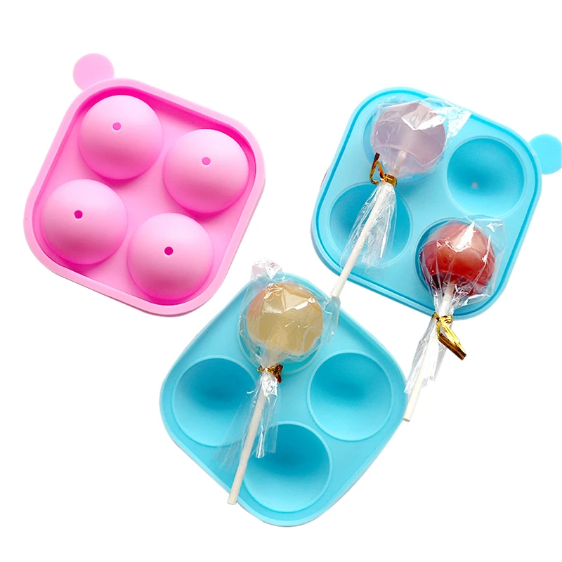 

4 Holes Round Lollipop Molds Form Silicone Chocolate Candy Cake Moulds For Bakeware Fondant Cake Decorating Baking Accessories