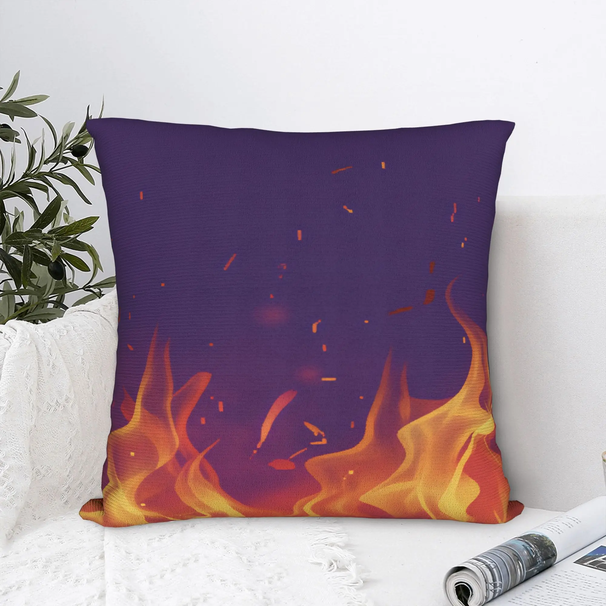 Fire Flames Pillow Cover  Retro Trendy Pillow Case For Sofa Car Home Decor Print Pillowcases Birthday Present
