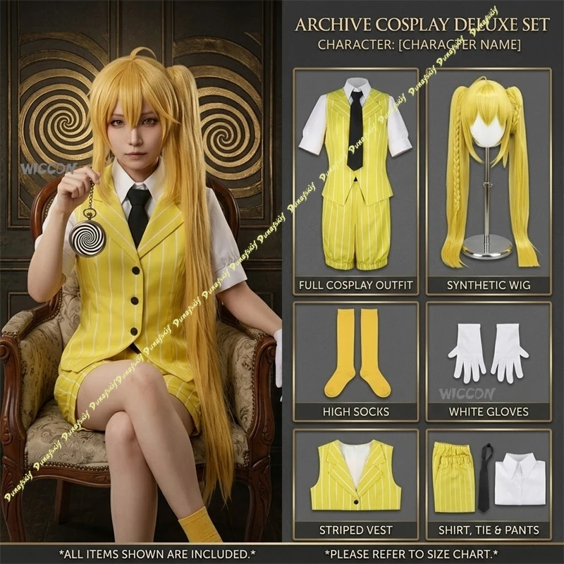 Akitata Neru Mesmerizer Cosplay Game Project Sekai Uniform Anime Vtuber Gilet à rayures jaunes Short Cravate Queue de cheval simple Halloween