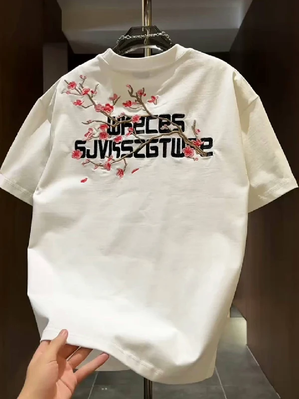 

plus Size Women's T-shirt Floral Letter Print Short Sleeve round Neck Casual Comfortable Breathable Polyester Summer Top