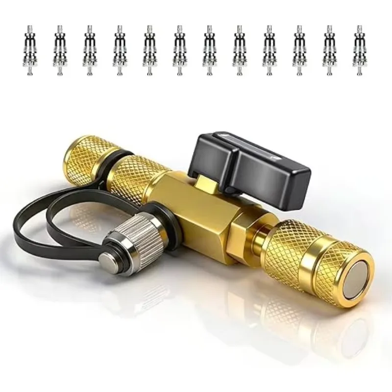 1/4 Inch 5/16 Inch 20 Micron Pneumatic Brass Dual Spool Disassembly Tool for R32/R410A/R22/R12 Air Conditioners