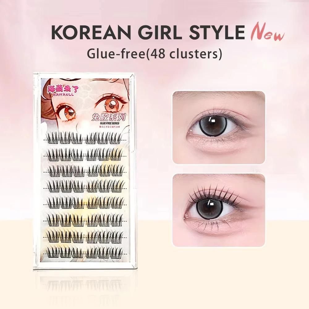 HAIYANLL 48 Clusters Large Capacity Glue-free False Eyelashes Korean Girl Style Eyelashes & Natural Eyelashes For Daily Makeup