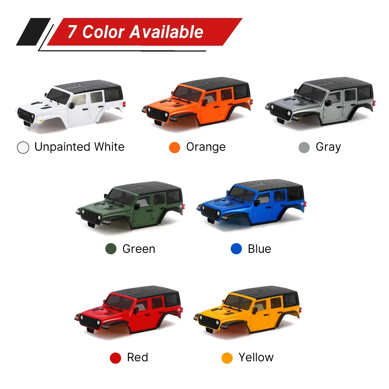 INJORA 6.10in Wheelbase ABS Hardtop Body Kit with Front Rear Bumpers for 1/18 RC Crawler TRX4M Bronco Defender Chassis (4M-66)