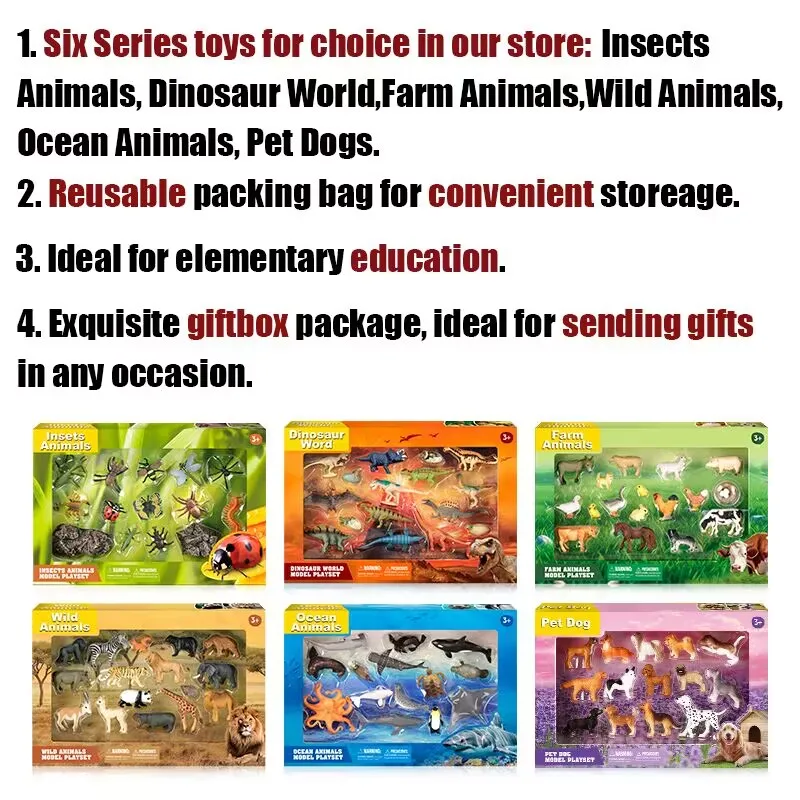 14 sztuk owady zwierzęta Model motyl konik polny pająk biedronka pszczoła figurki figurka zabawki edukacyjne dla dzieci pudełko na prezenty