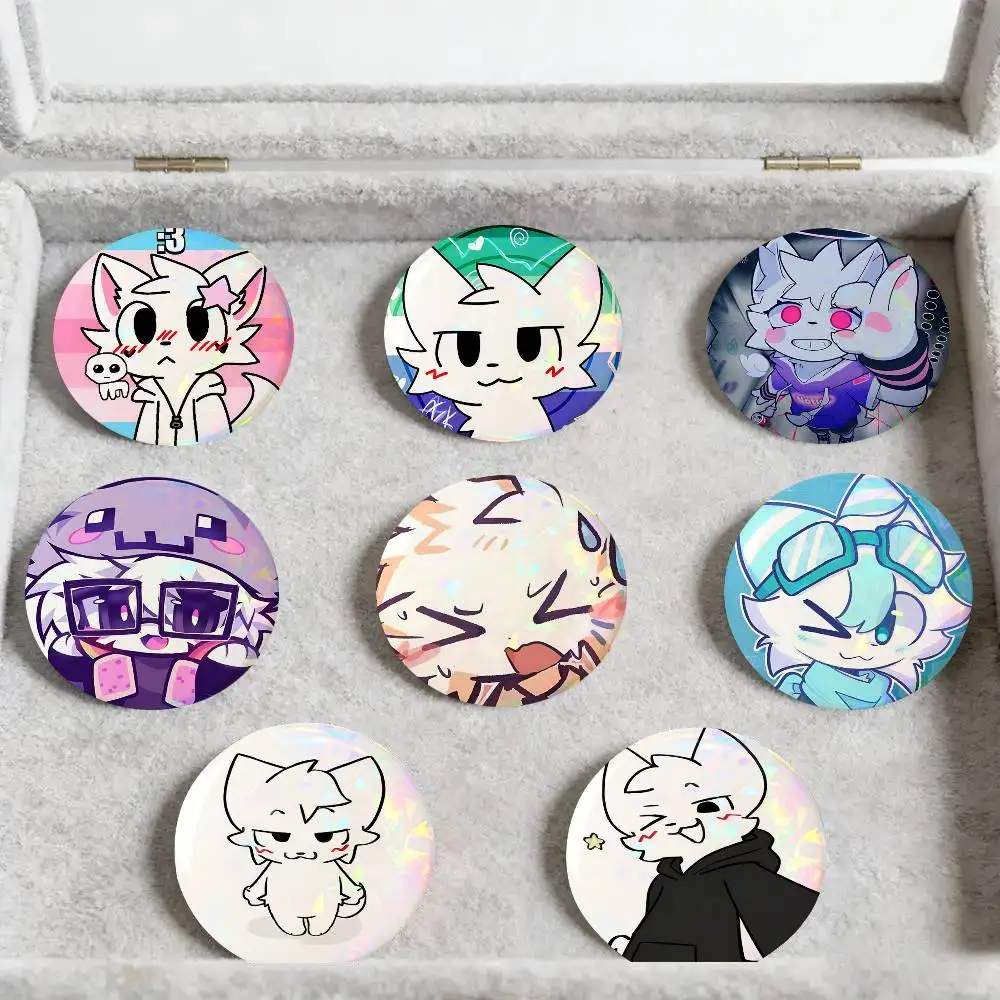 Cute B-boykisser Silly Cat Round Badge Creative Brooch Clothing Backpack Accessories Lapel Pin