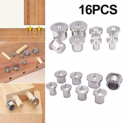16pcs/set Dowel Centre Point Pin Set Wood Timber Marker Hole Tenon Center Set 6-12mm Wood Drill Power Accessories Tools Plugs