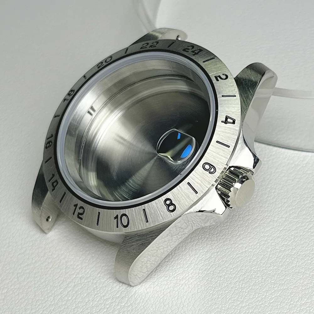 39 مللي متر حافظة اكسبلورر ساعة اكسسوارات الياقوت الزجاج الفولاذ المقاوم للصدأ اكسسوارات nh35 nh34 حركة 28.5 مللي متر الطلب