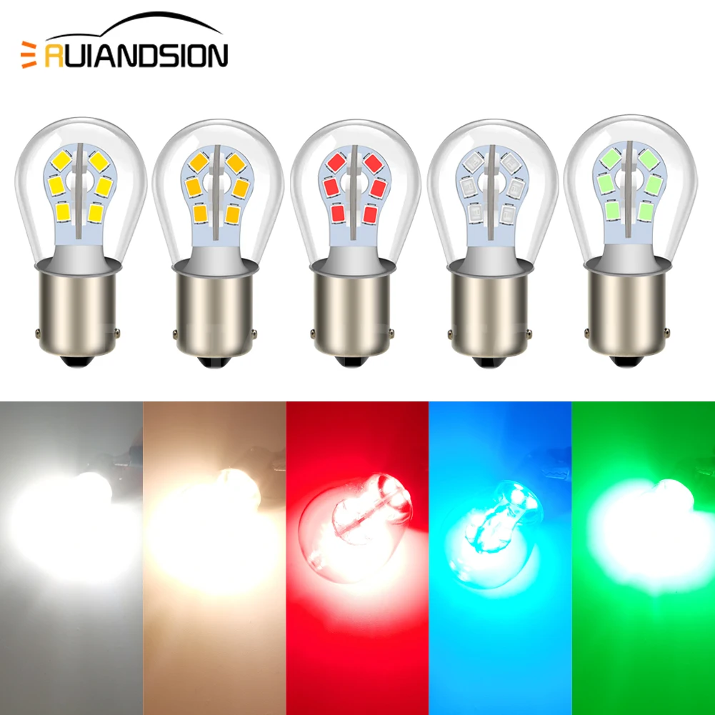BA15S 1156 P21W LED Bulb 12V 24V 48V Universal Super Bright 1200LM No-Polar Turn Signal Brake Light for Car Truck Motorcycle