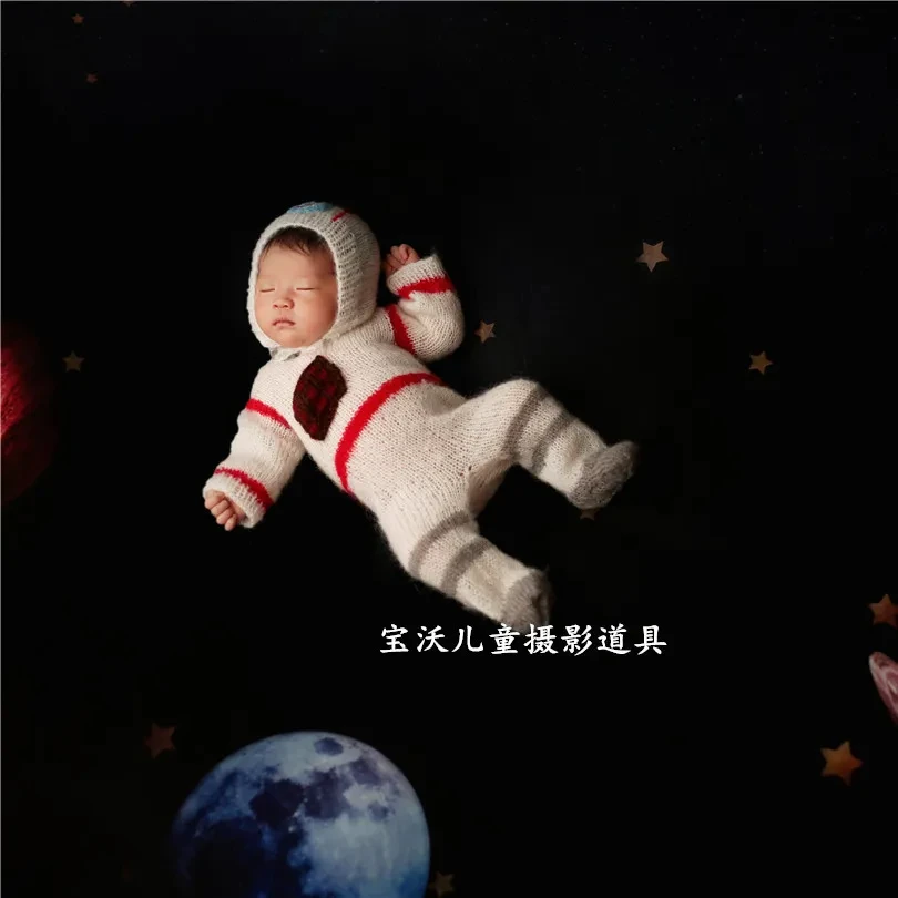 Dvotinst Newborn Baby Photography Props Handmade Knitted Cute Cartoon Hat Outfit 2-peice Fotografia Studio Shooting Photo Props