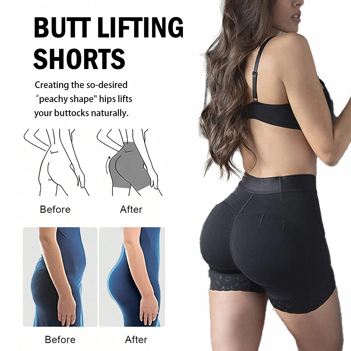 High Quality Fajas Colombianas Tummy Control Butt Lifter Low Waist Hip Lifting Shorts Women\'s Button Up Shorts Fajas Colombian