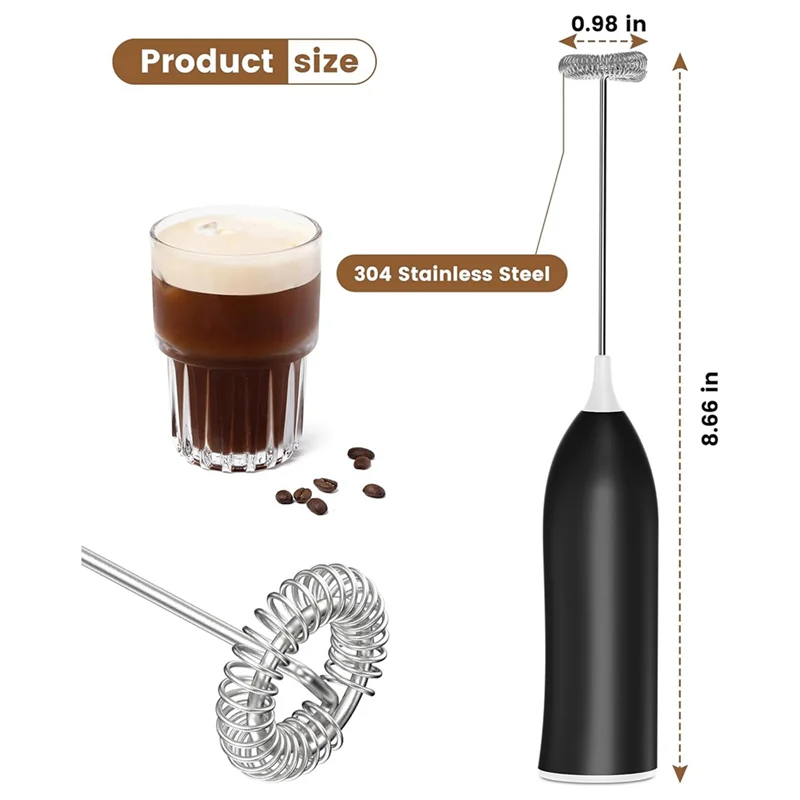 Pengocok Susu Stabil Dapat Diisi Ulang, Pengocok Susu Genggam yang Kuat untuk Kopi Latte, Cappuccino Tahan Lama