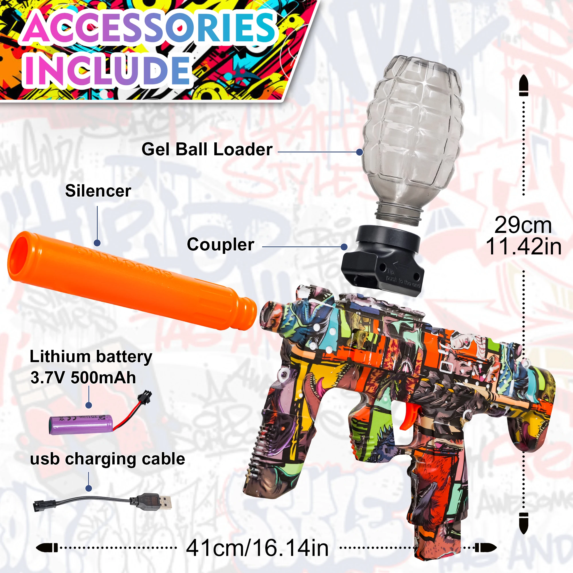 Electric Gel Ball Blaster, High-Speed Automatic Gel Ball Launcher – ideal for outdoor activities, shooting games