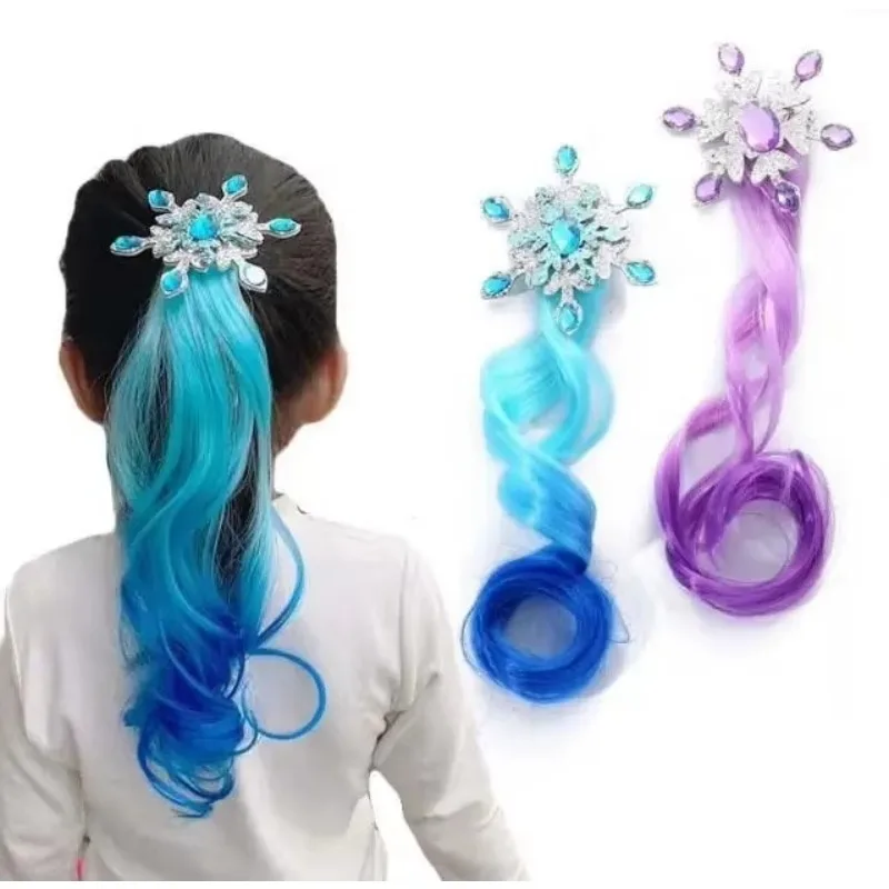 

Градиентный парик со снежинками, заколки для волос для девочек, милые заколки принцессы, аниме, заколки для волос с снежинками Эльзы, заколки, аксессуары для волос