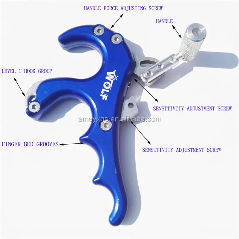 Archery release aid 4 finger grip caliper stainless steel compound bow archery thumb release aid fit right and left hand