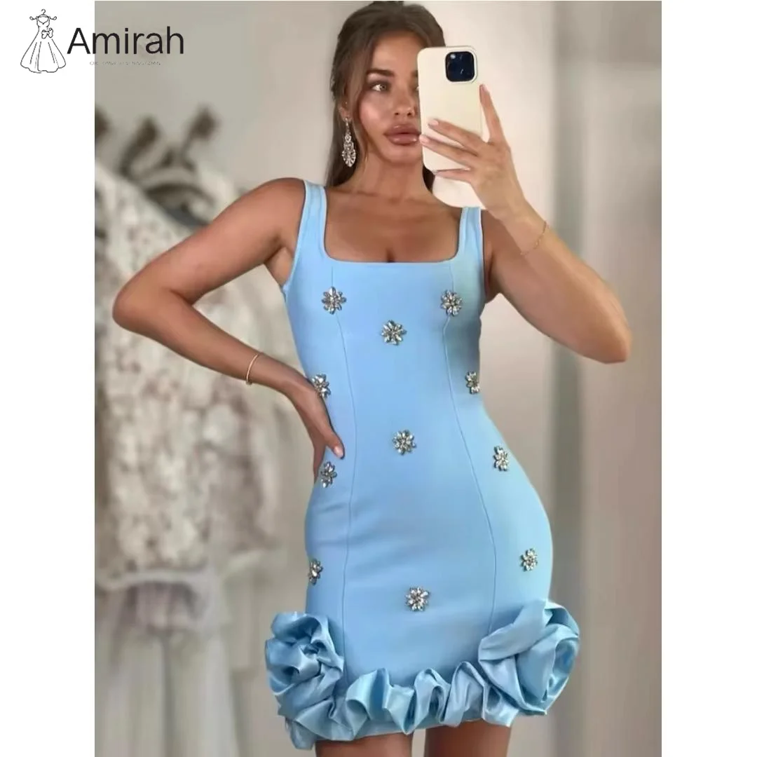 

Amirah Short Skirt Tight Women Evening Dress 2025 Elegant Evening Dresses for Woman Luxury Off-shoulder Suspender Strap Satin