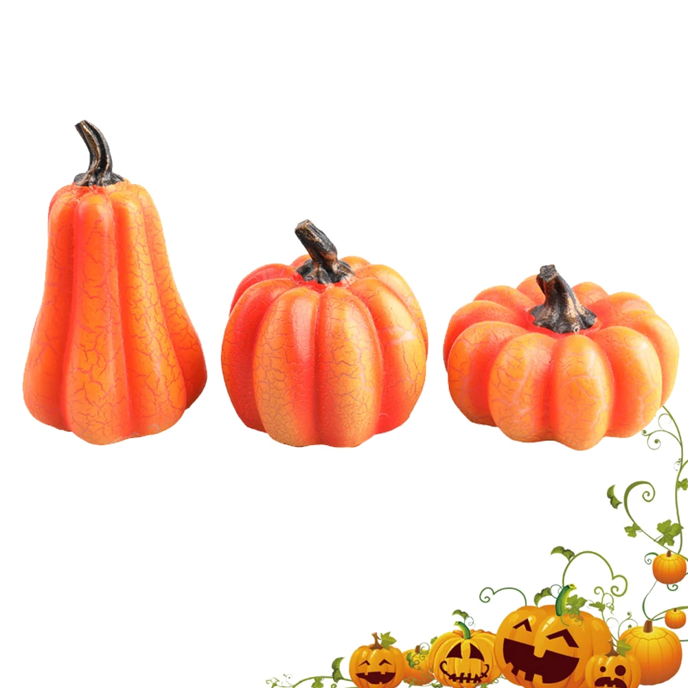 

3 Pcs Glowing Pumpkin Lantern Halloween Decoration Prop Warm White Light LED Electronic C Resin Material Operated