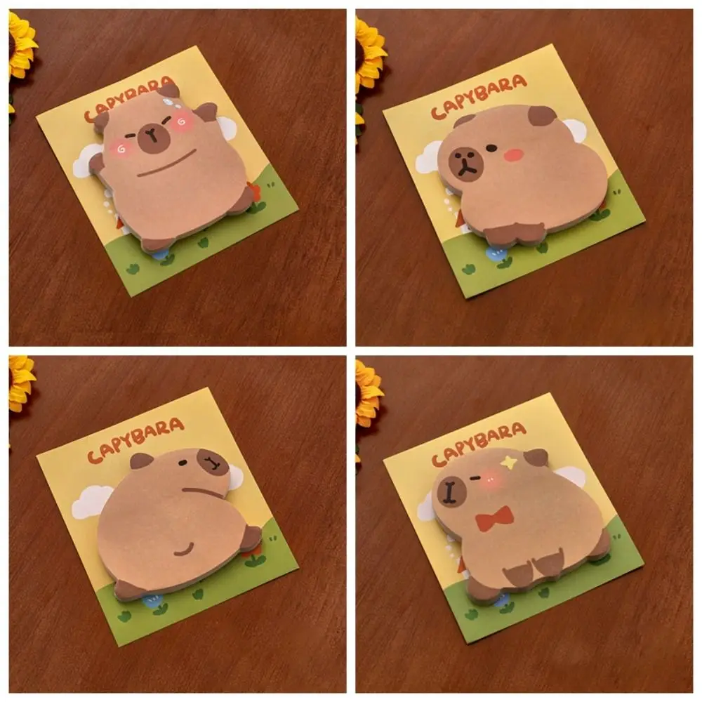 4 Pcs/Bag Kawaii Capybara Memo Pad Portable Creative Cartoon Notepad Multifunction Self-adhesive N Times Sticky Notes