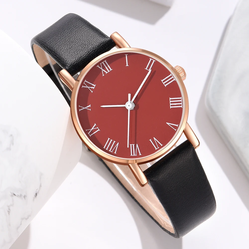 1PCS GAIETY Couple Minimalist Style Red Dial Watch Casual Fashion Quartz Watch Is The Perfect Gift For Her (No Box)