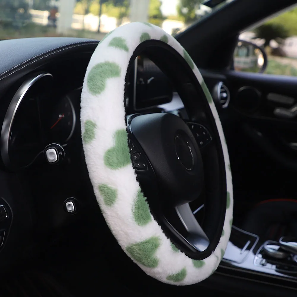 Winterwarme, handliebende, bedruckte, randlose Auto-Lenkradabdeckung für 14,5–15 Zoll Fahrzeuge – Autozubehör für Frauen – Detail 9