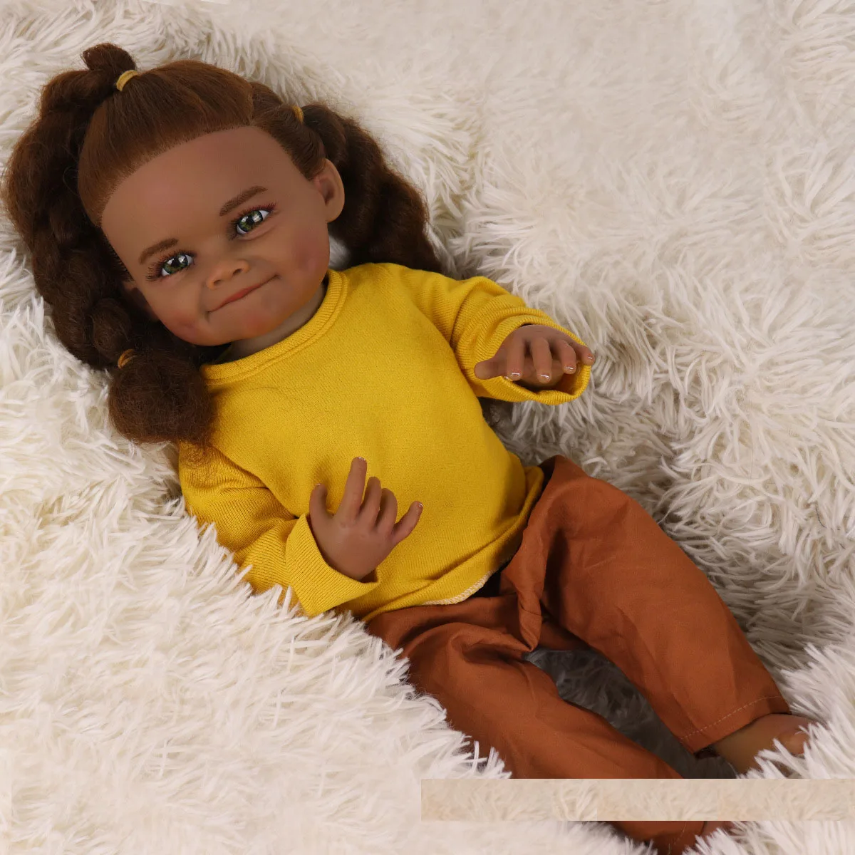 55CM Full Body Silicone Vinyl Waterproof Bebe Reborn Black Doll Girl Toddler Lifelike African American Baby Doll