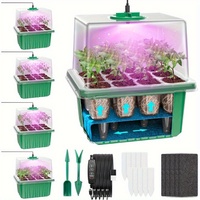 LED Grow Light Garden Plant Succulent Flower Breathable Germination Pot 6/12Cell Seed Starter Tray Box with Adjustable Ventilati