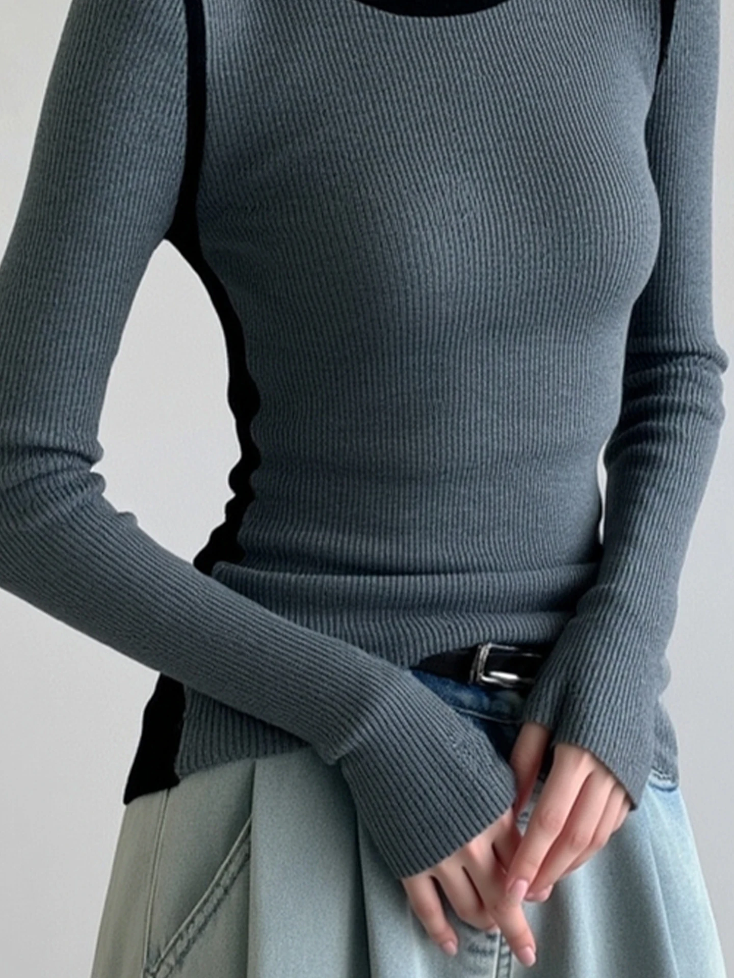 레트로 캐시미어 니트웨어 긴 소매 라운드 넥 슬림 핏 탑 한국 스타일 출퇴근 패션 가을 2025 시 예술 린넨 여성 셔츠