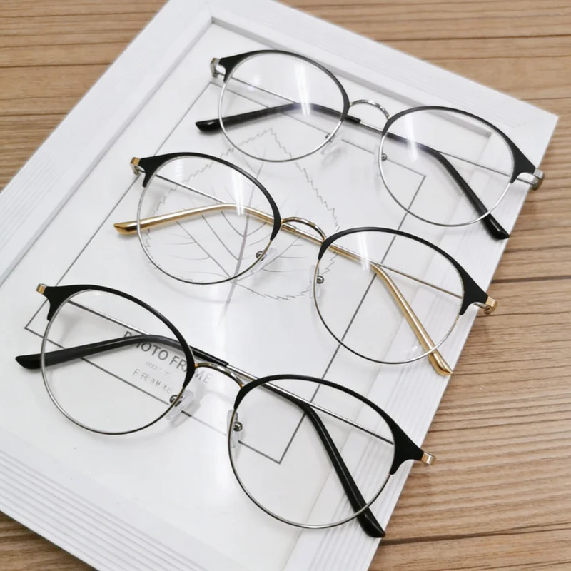 Runde Rahmen-Lesebrille mit Graduierter Linse für Männer und Frauen, Metallische Modische Blaulichtfilter-Brille