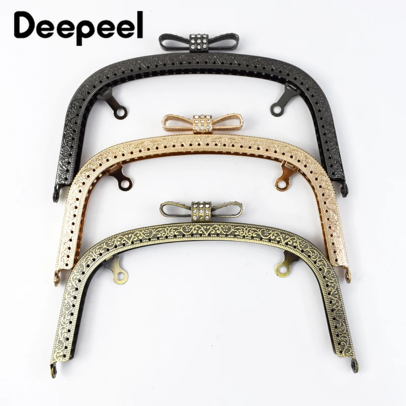 2/5Pcs Deepeel 18.5cm Embossed Bow Head Kiss Clasp Purse Frame Bags Brackets Metal Hardware Wallet Handbag Sewing Accessories