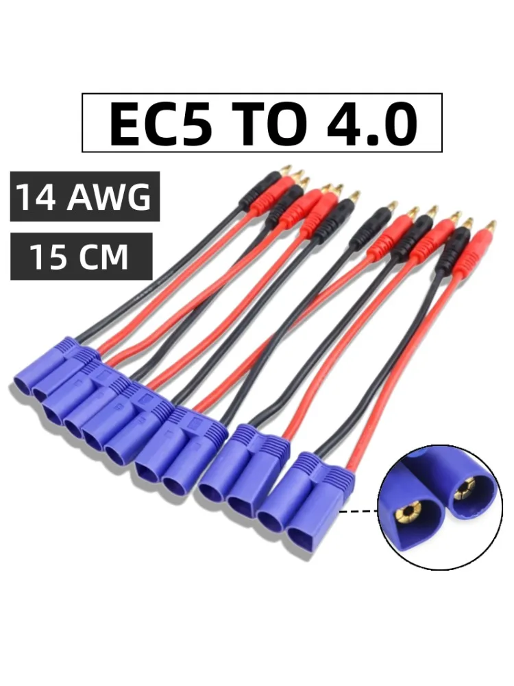 EC5-Stecker auf 4,0-mm-Bananenstecker, Ladekabel, 14 AWG, Silikondraht, 15 cm, für RC-Lipo-Akku IMAX B6