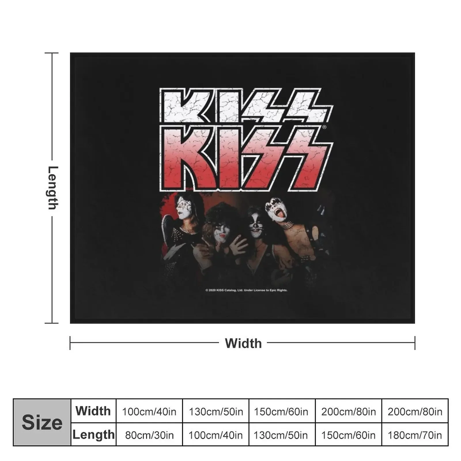 KISS ? Band image 1975 plus logo Distressed design Throw Blanket Cute Plaid Hairys Thins Blankets