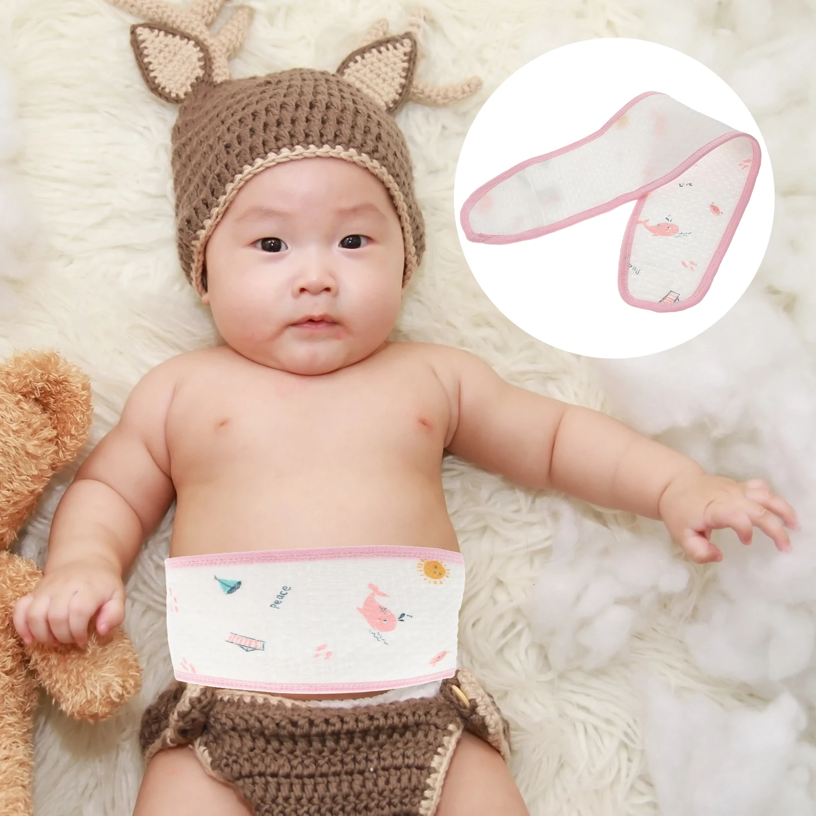 3Pcs Soft Printed Baby Belly Wrap Comfortable Infant Navel Belt Eco-Friendly Cotton